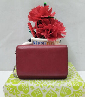 Coach Red Leather Credit Card Bifold Wallet - Vintage